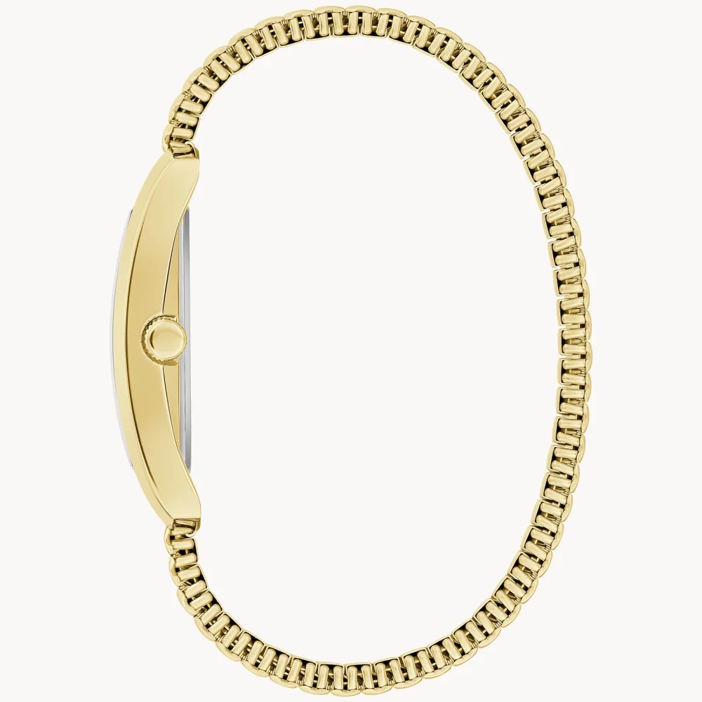 Caravelle® Collection Men's Gold Dress Watch w/Rectangular Black Dial