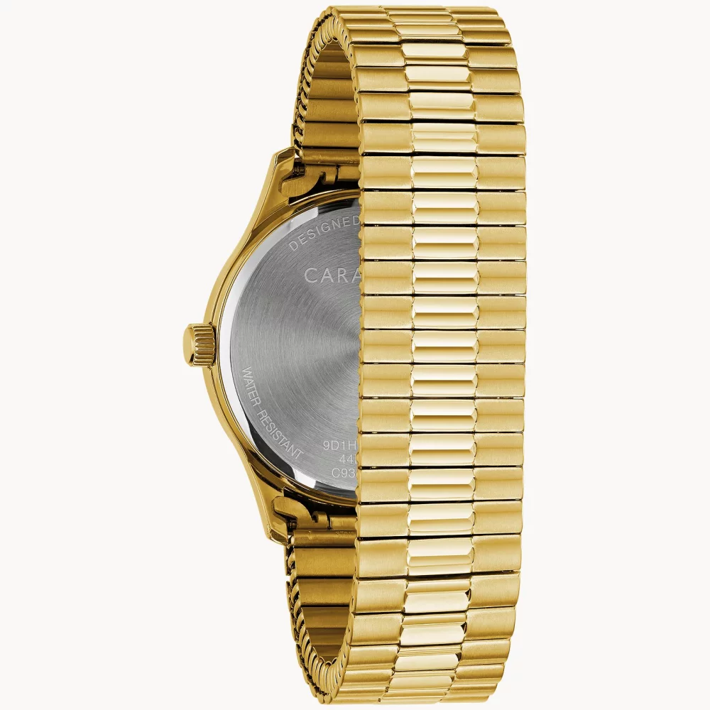 Montre traditionnelle pour homme de la collection Caravelle® en or avec cadran rond gris.