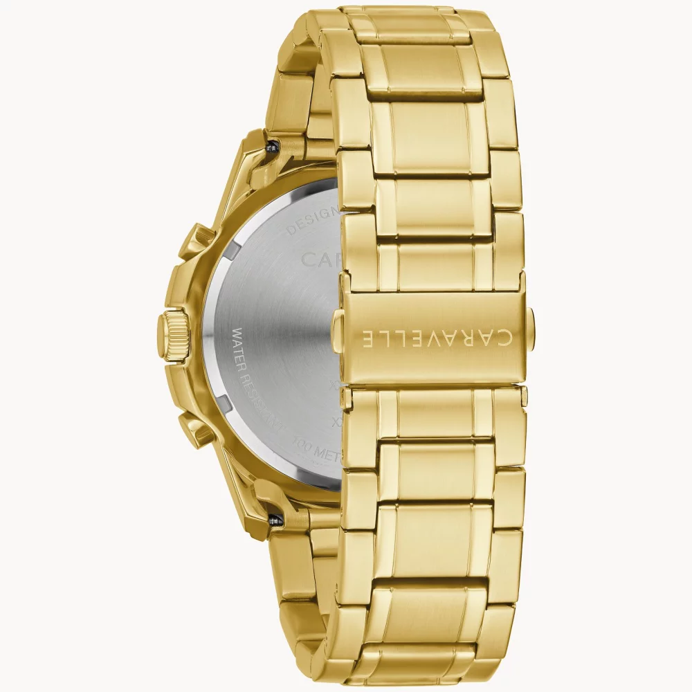 Montre chronographe Caravelle® Collection pour homme en or avec cadran rond noir