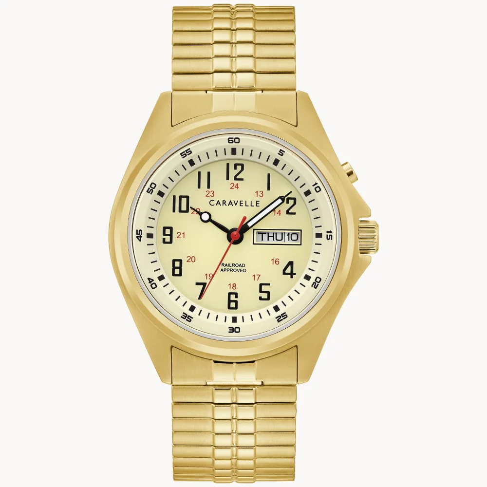 Caravelle® Collection Men's Gold Light Up Traditional Watch