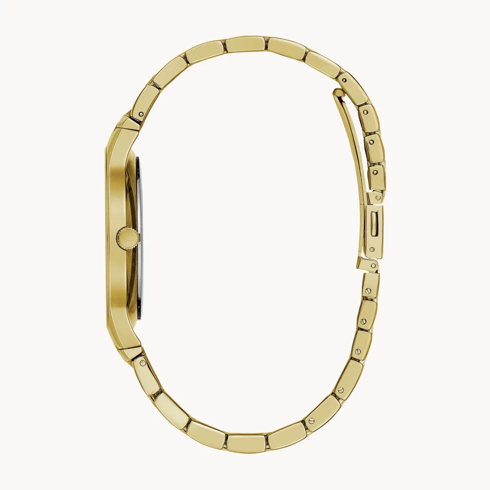 Montre moderne pour homme de la collection Caravelle® en or avec cadran rond champagne en or.