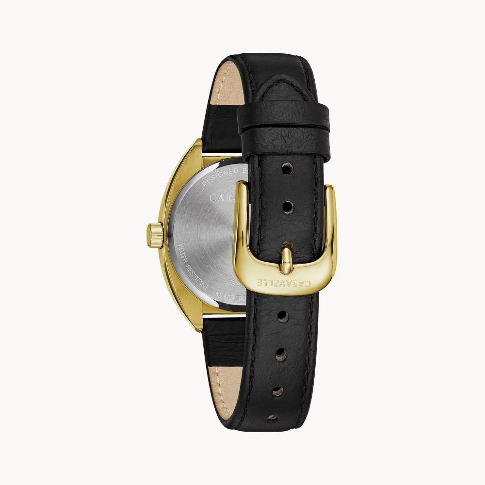 Montre rétro pour femme de la collection Caravelle® en or avec cristaux.