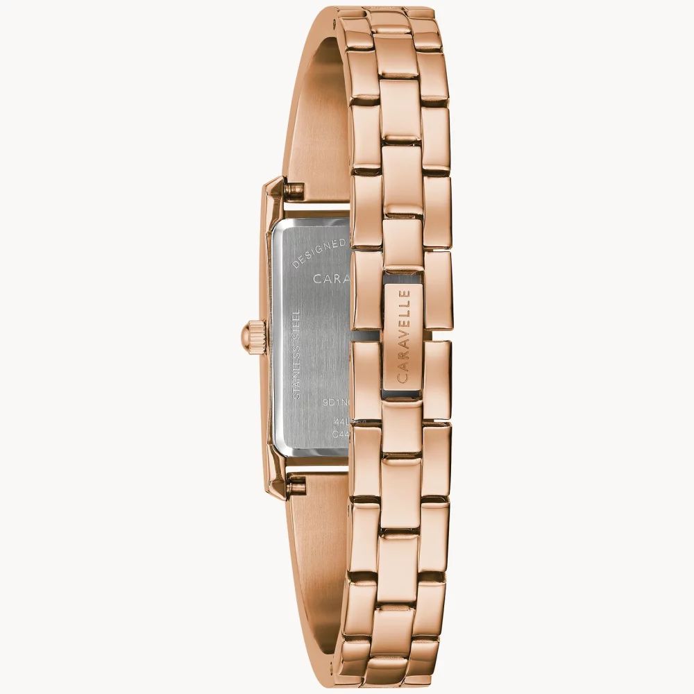 Montre de soirée Caravelle® Collection pour femmes en or rose avec cadran rectangulaire