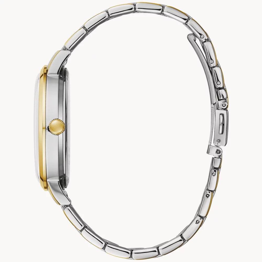 Montre de costume bicolore pour homme de la collection Caravelle® avec cadran rond bleu.