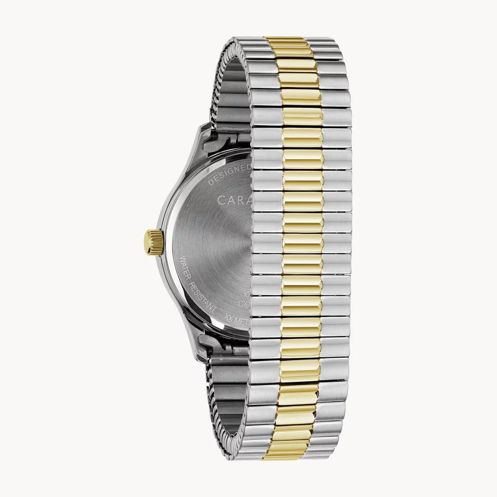Montre traditionnelle pour hommes de la collection Caravelle® avec cadran rond blanc mat bicolore.
