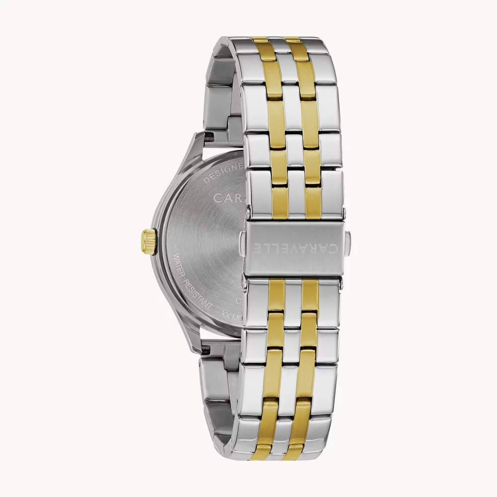 Caravelle® Collection Men's Two Tone Dress Watch w/Textured Bezel