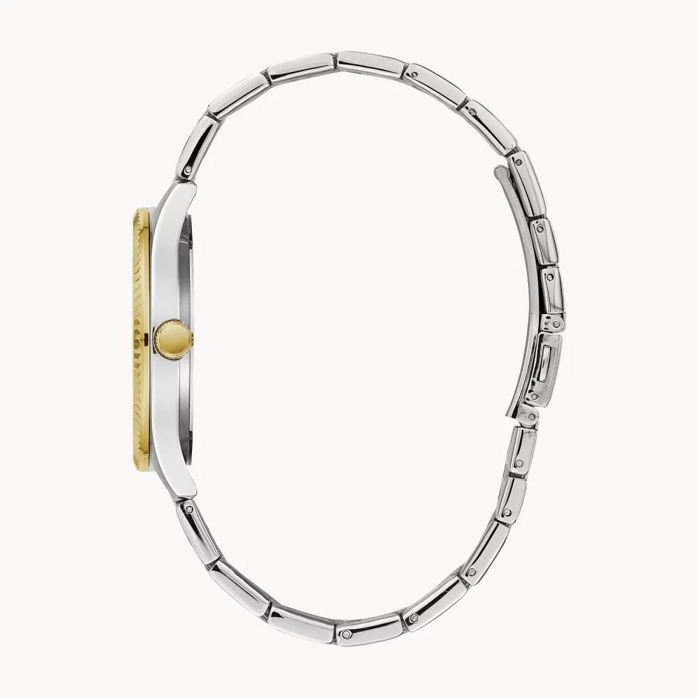 Caravelle® Collection Men's Two Tone Dress Watch w/Textured Bezel