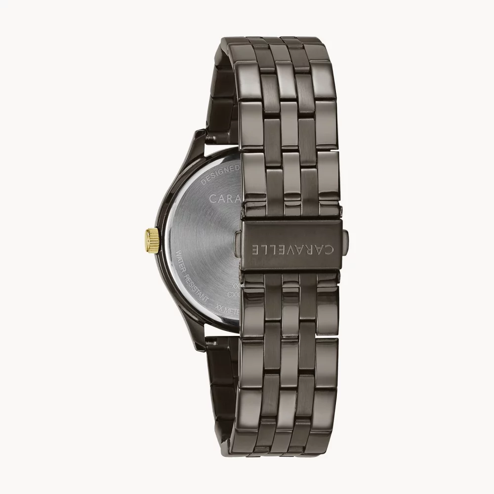 Caravelle® Collection Men's Grey Dress Watch w/Gold Accents