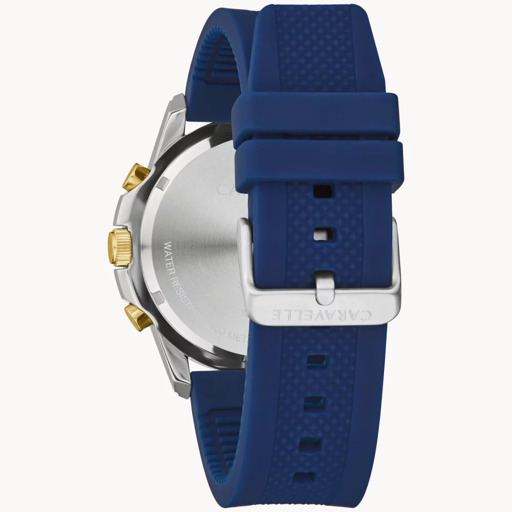 Montre chronographe Caravelle® Collection pour homme en or avec bracelet en silicone Aqualuxx.