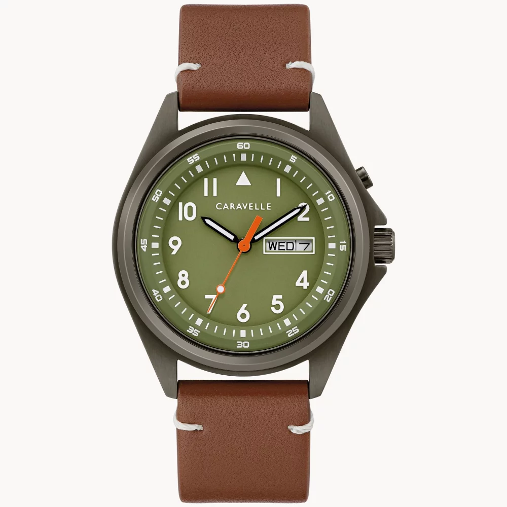 Caravelle® Collection Men's Gun Metal Grey Light Up Classic Watch