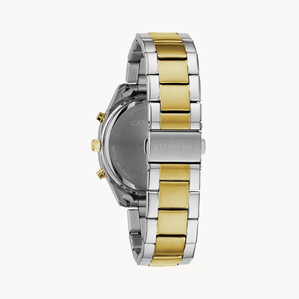Montre de sport chronographe bicolore pour femme de la collection Caravelle® avec cadran en nacre.