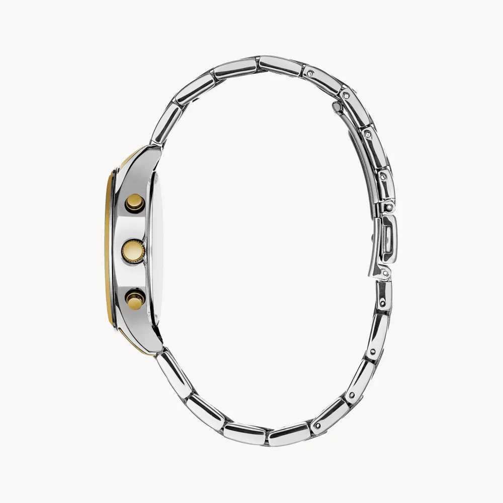 Montre de sport chronographe bicolore pour femme de la collection Caravelle® avec cadran en nacre.