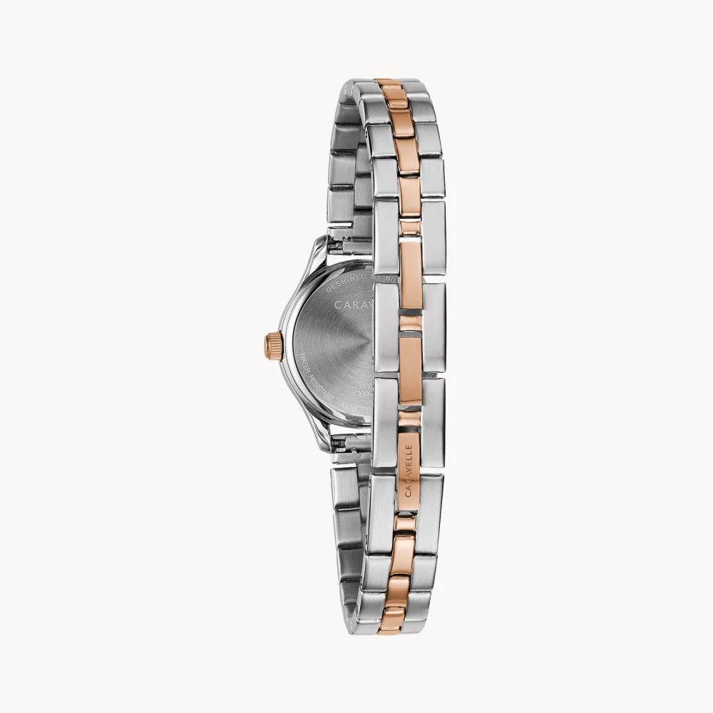 Caravelle® Collection Women's Silver Traditional Watch w/Rose Gold Accents