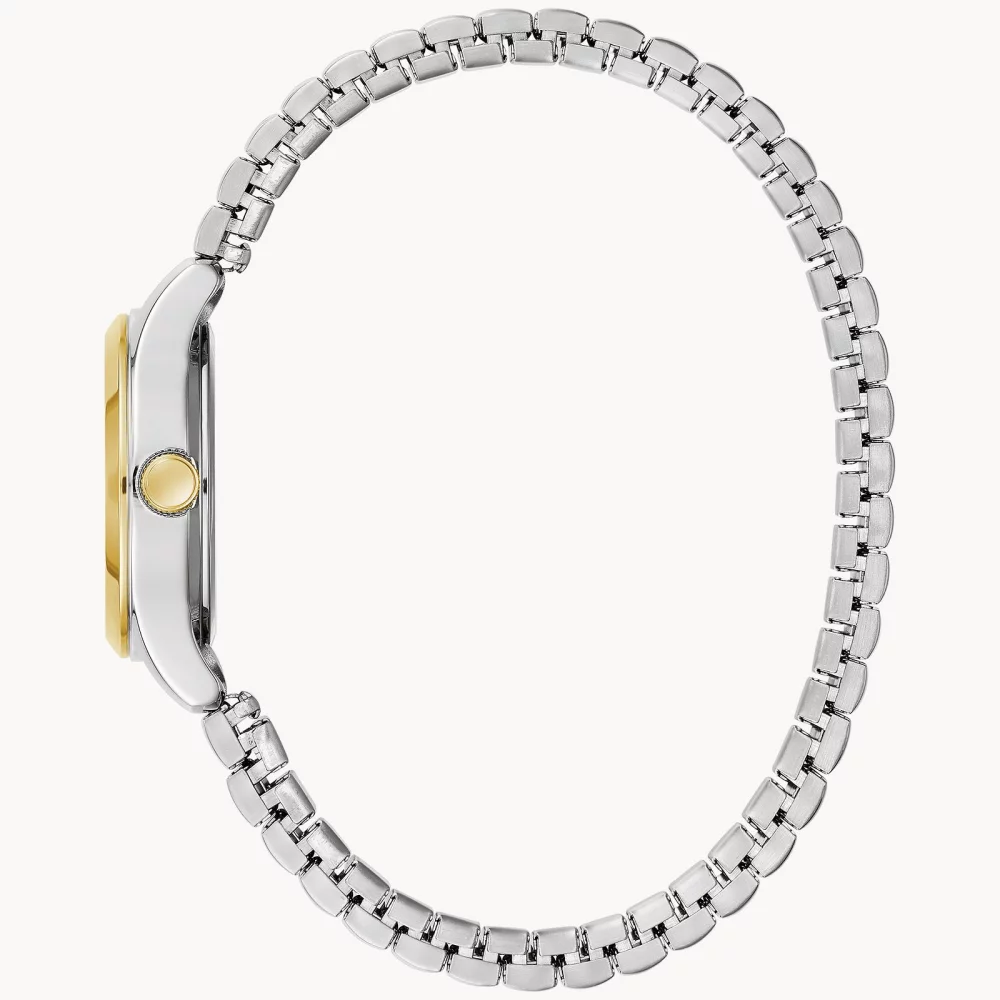 Montre traditionnelle pour femmes de la collection Caravelle® avec cadran rond noir bicolore.
