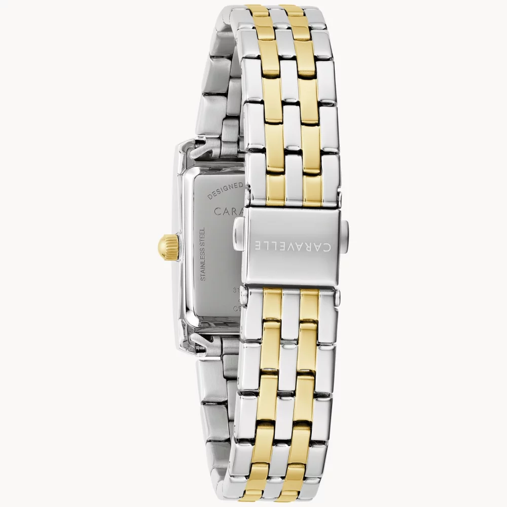 Caravelle® Collection Women's Two Tone Crystal Watch w/Rectangle Dial