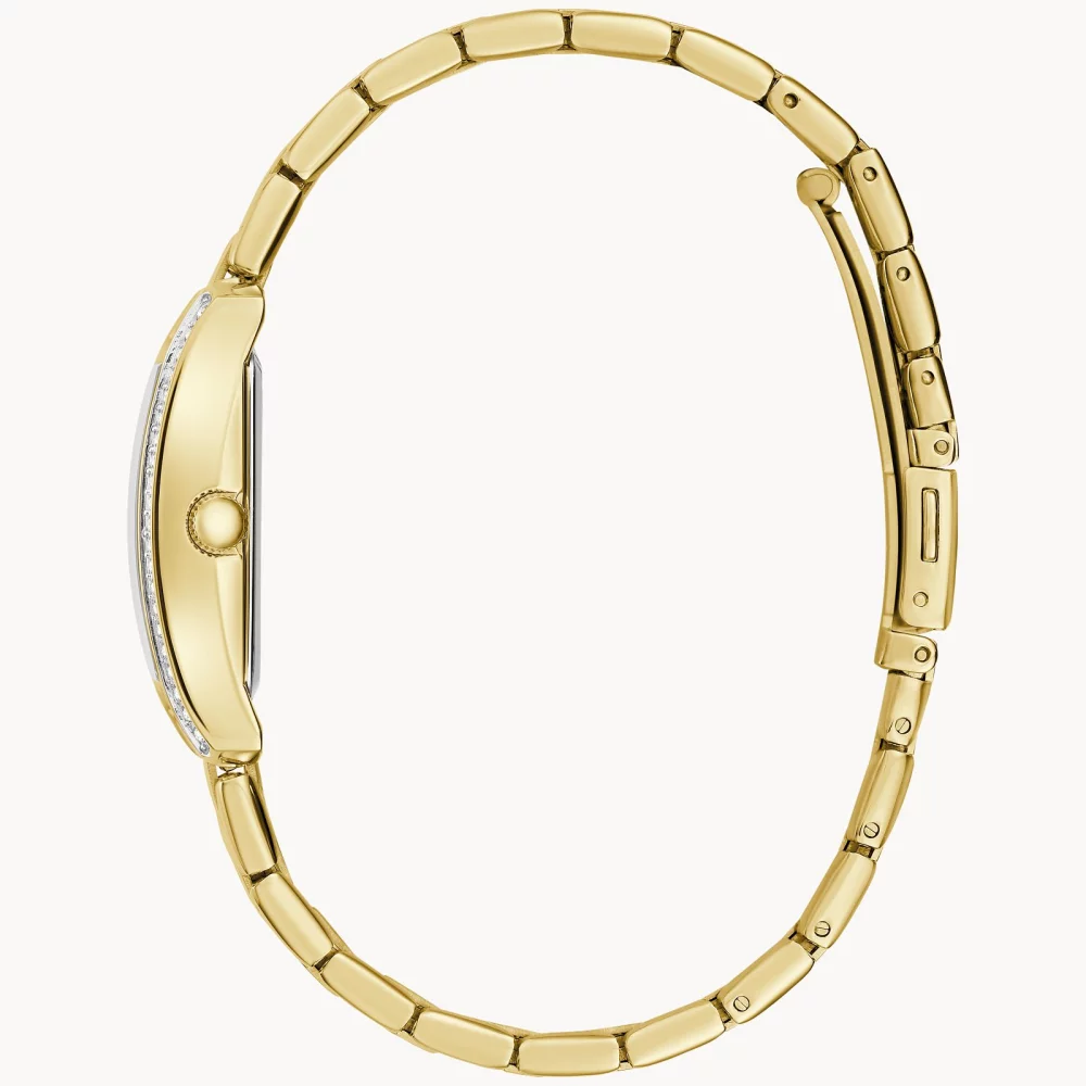 Montre Caravelle® Collection pour femmes en or avec cadran rectangulaire en cristal