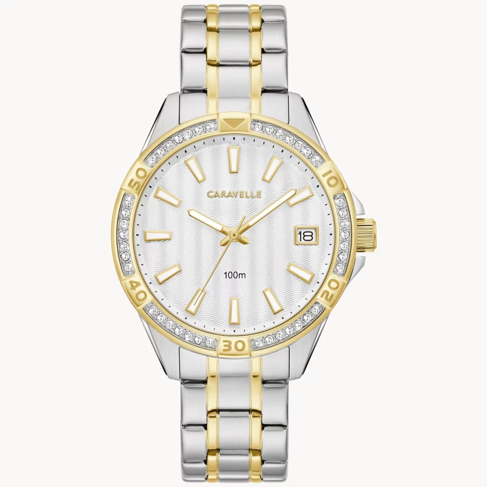 Montre Caravelle® Collection pour femmes en deux tons Aqualuxx avec cristaux