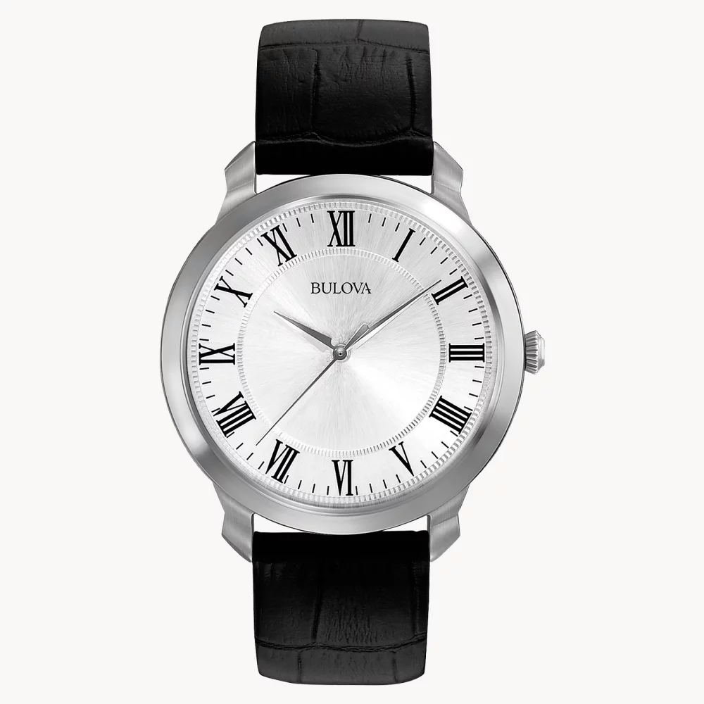 Bulova® Classic Collection Men's Silver Watch w/Crocodile Leather Strap