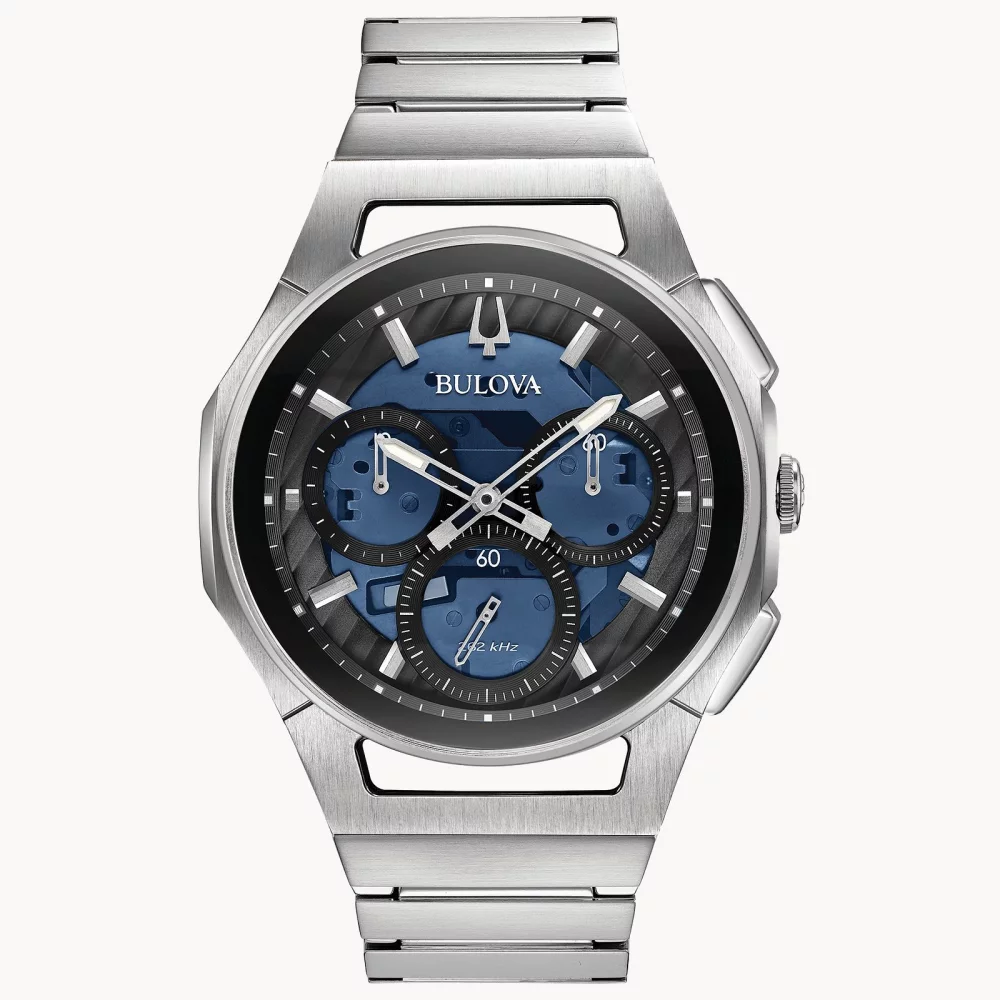 Montre pour homme de la collection Bulova® CURV avec cadran rond bleu