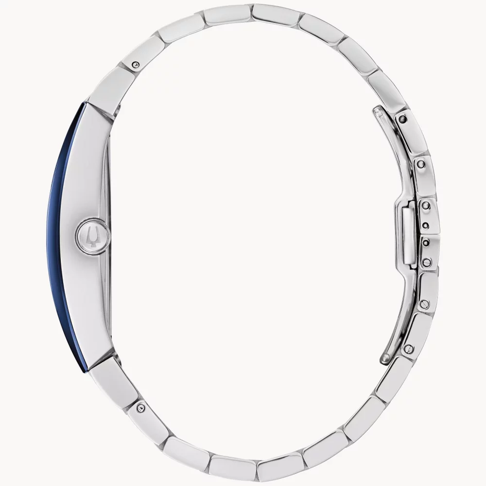 Bulova® Modern Collection Men's Silver Gemini Watch w/Blue Tonneau Dial