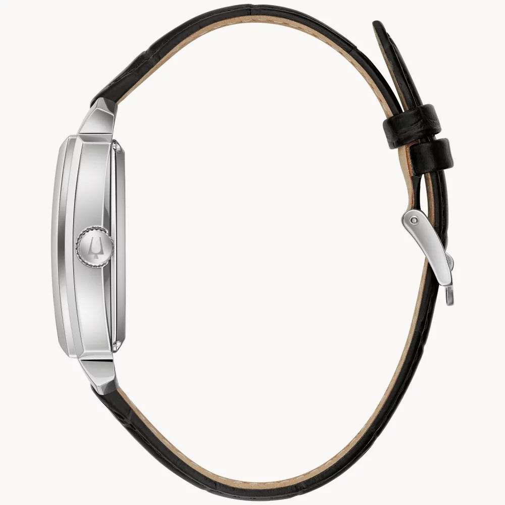 Bulova® Classic Collection Men's Silver Sutton Automatic Watch w/Rectangular Black Dial