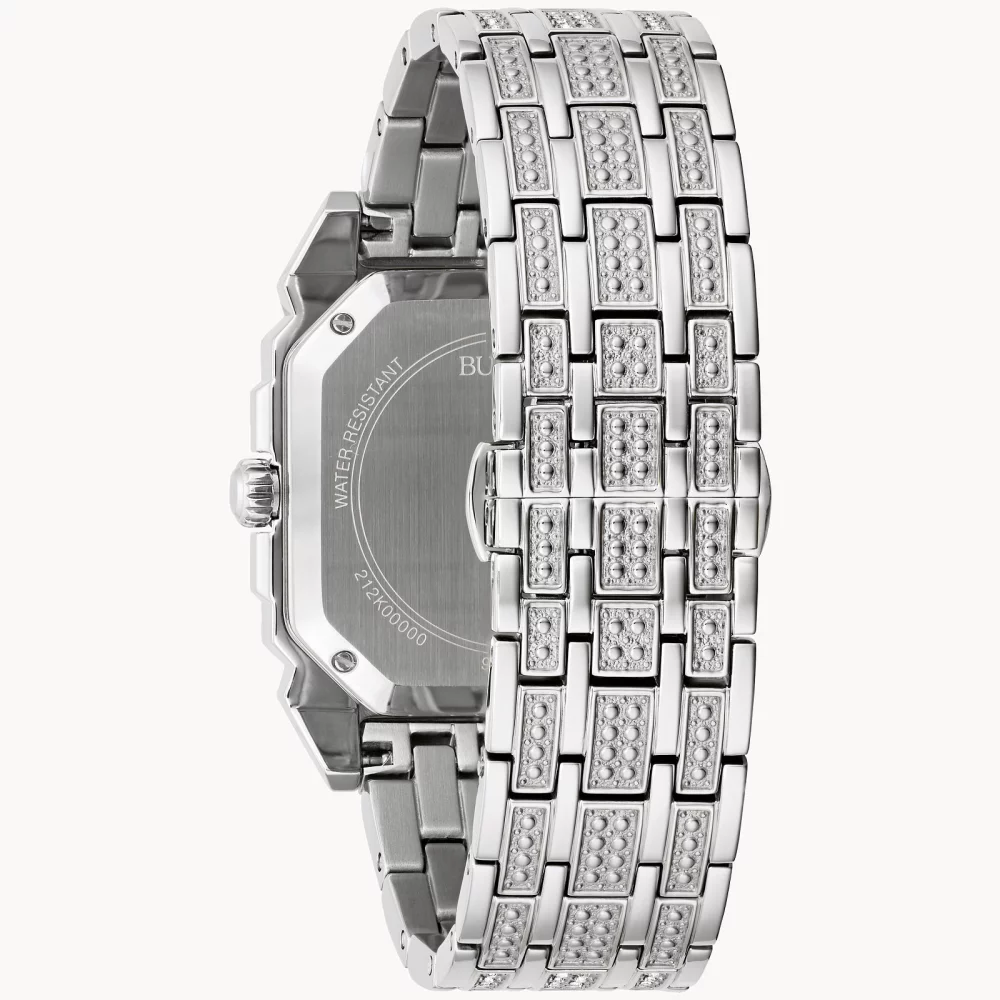 Montre Bulova® Crystal Collection Octava pour homme en argent avec cadran de forme angulaire