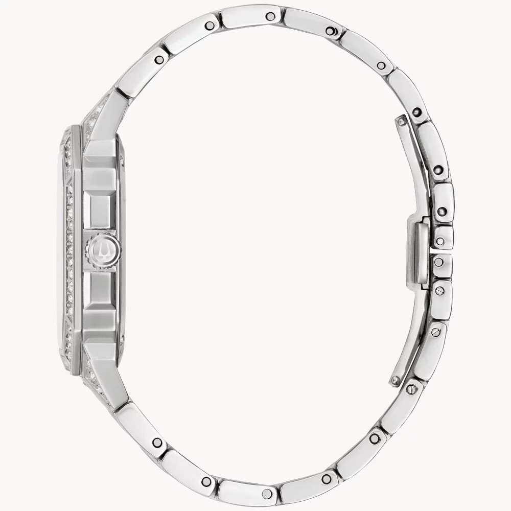 Montre Bulova® Crystal Collection Octava pour homme en argent avec cadran de forme angulaire