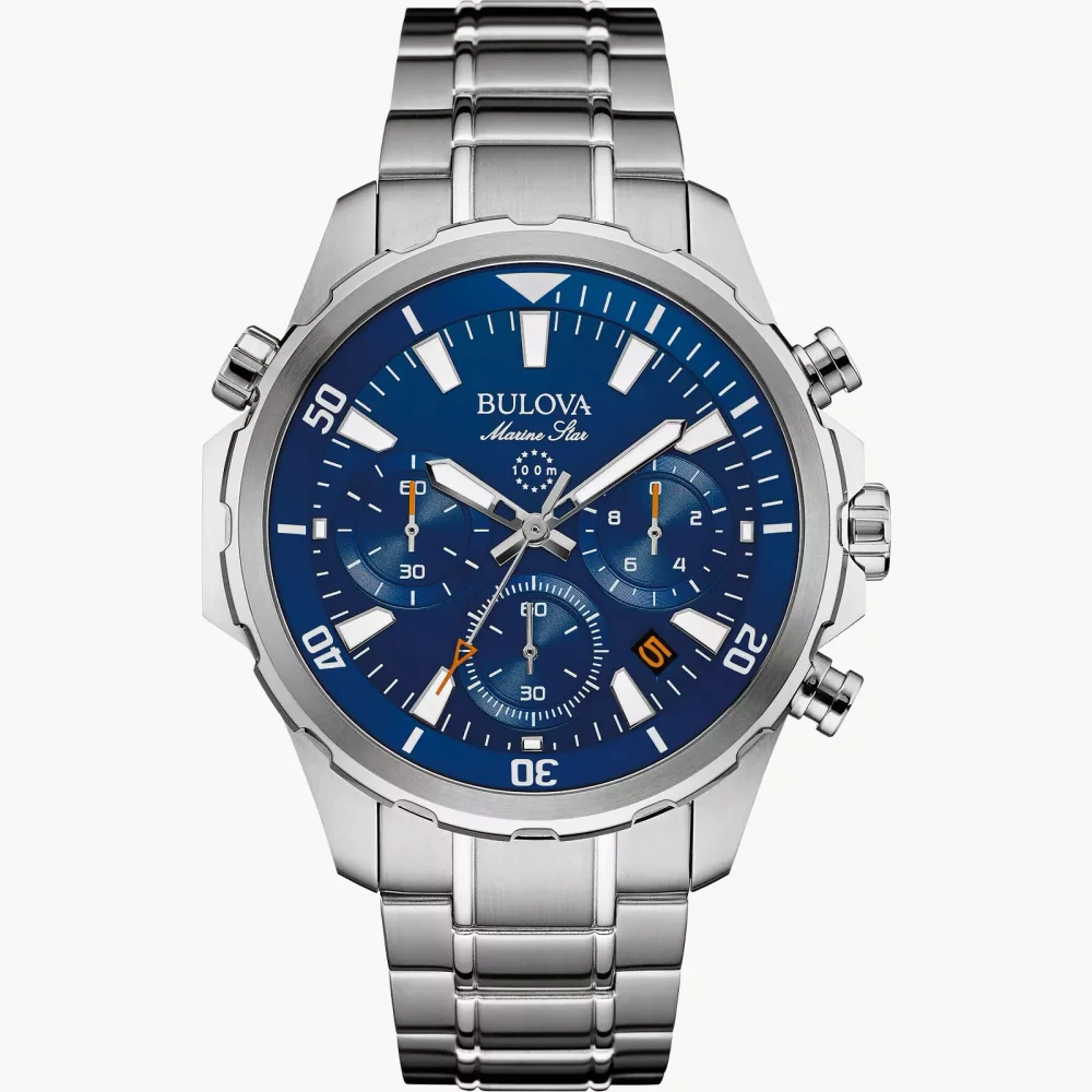 Montre pour homme Bulova® Marine Star® Collection en argent avec cadran rond bleu