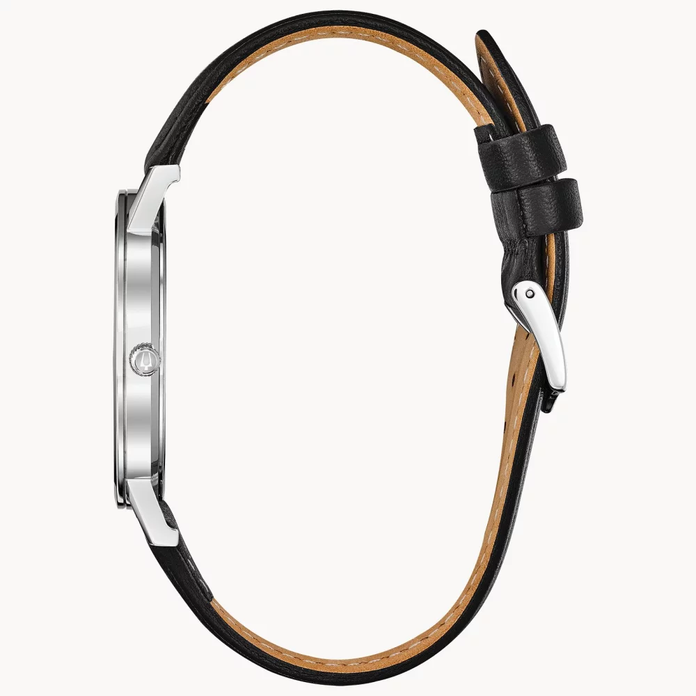 Bulova® Classic Collection Men's Silver American Clipper Watch w/Black Leather Strap