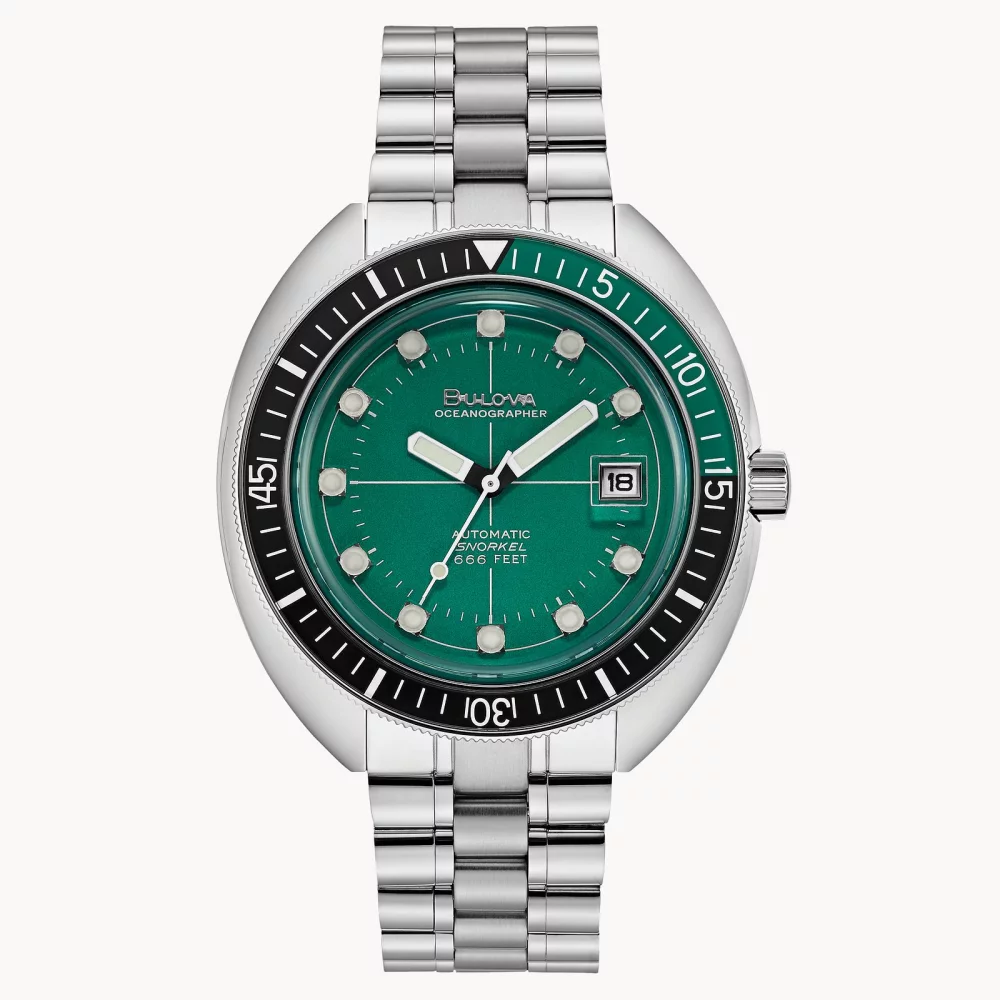 Montre de plongée Bulova® Oceanographer Collection pour homme avec cadran rond vert