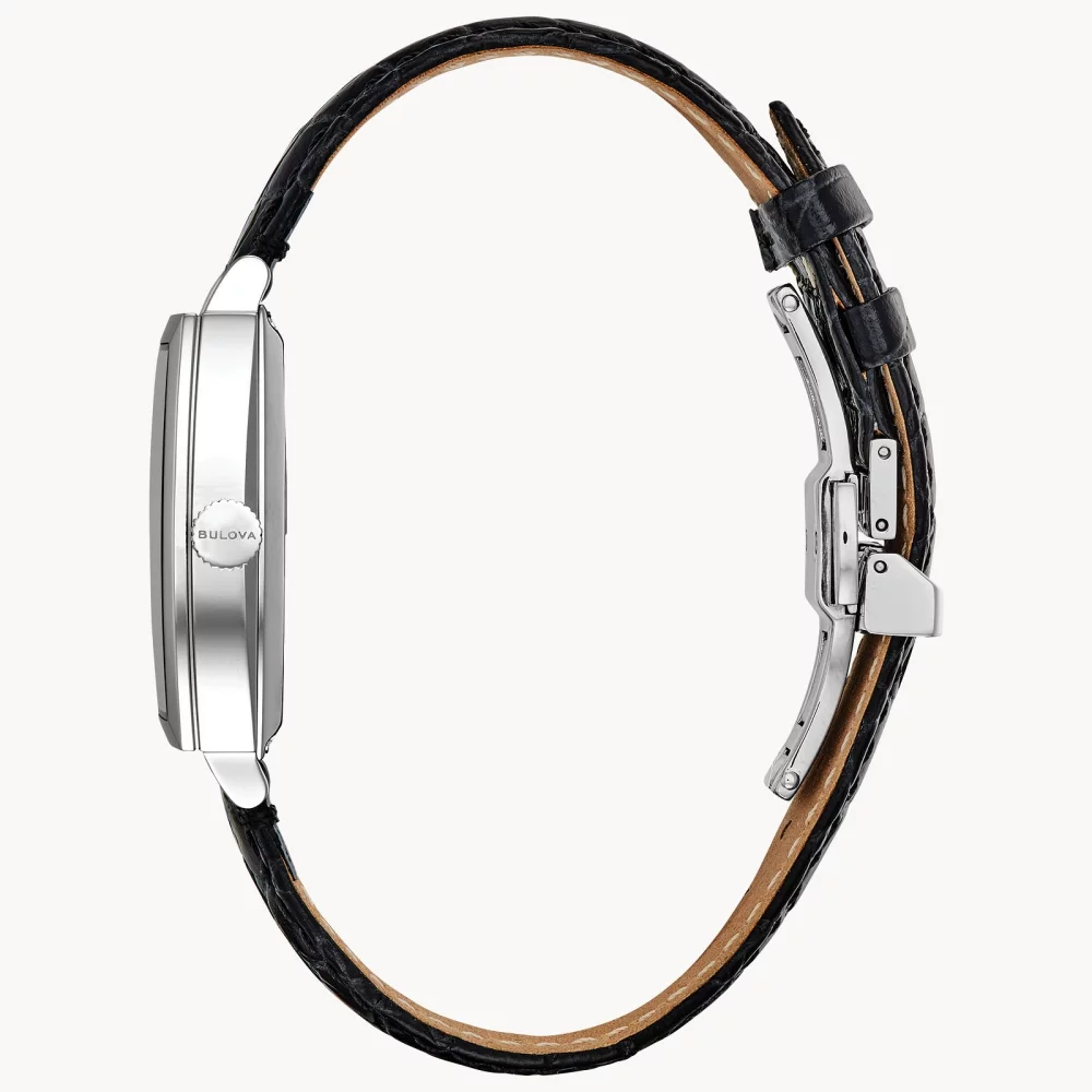 Joseph Bulova® Collection Men's Silver Automatic Banker Watch w/Tonneau Black Dial