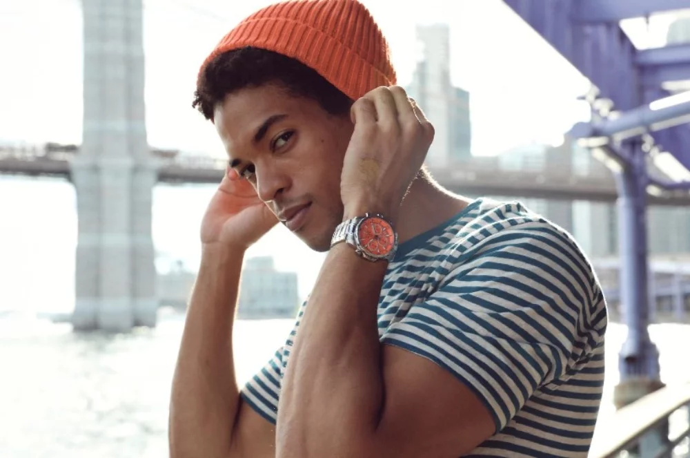 Bulova® Marine Star® Collection Men's Silver Watch w/Round Orange Dial