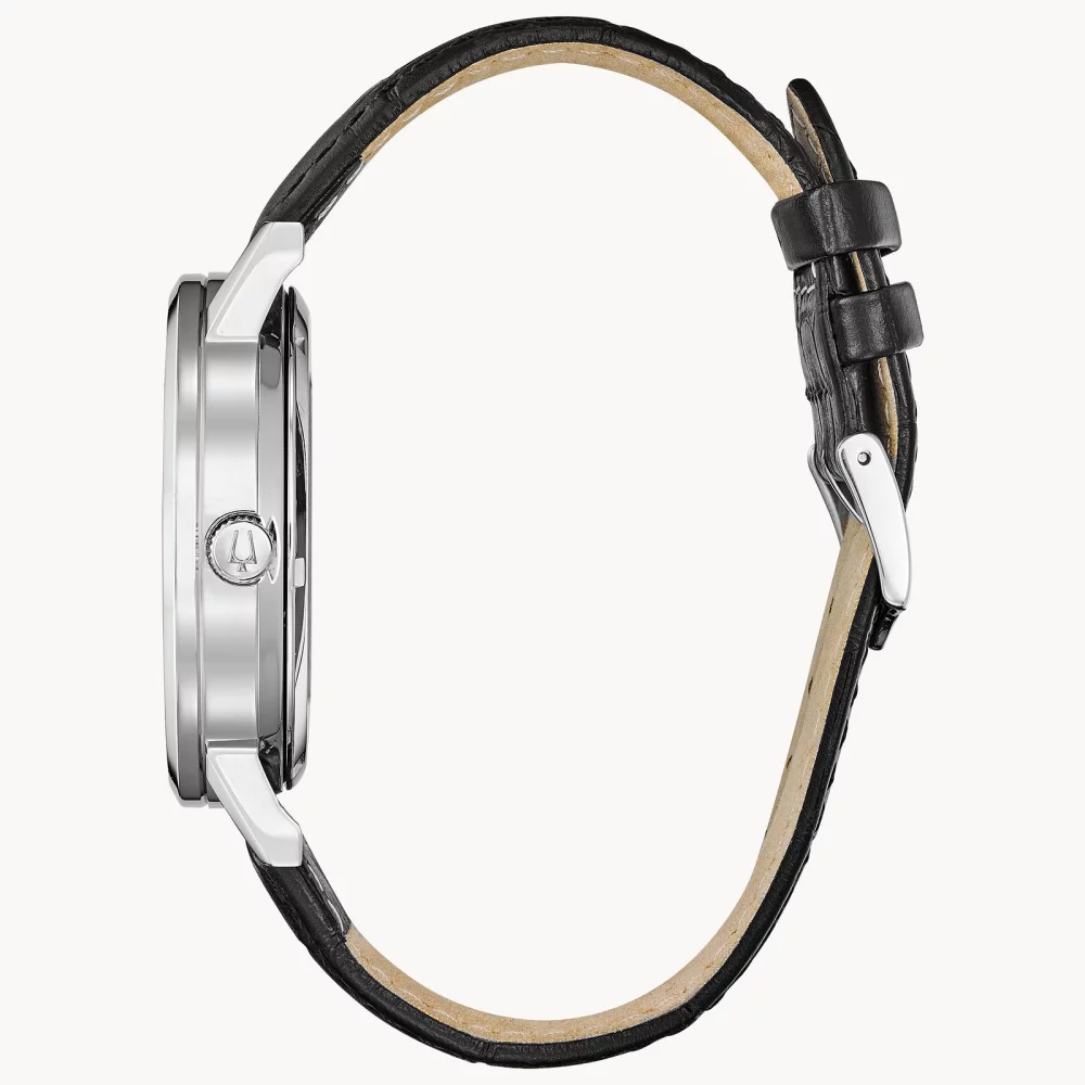 Bulova® Classic Collection Men's Silver Automatic American Clipper Watch w/Leather Strap