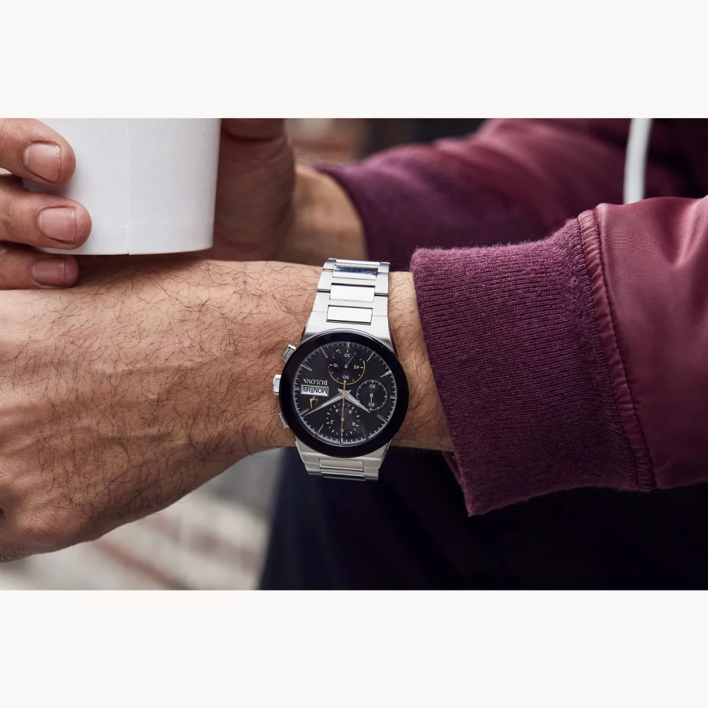 Bulova® Modern Collection Men's Silver Chronograph Millennia® Watch w/Round Black Dial