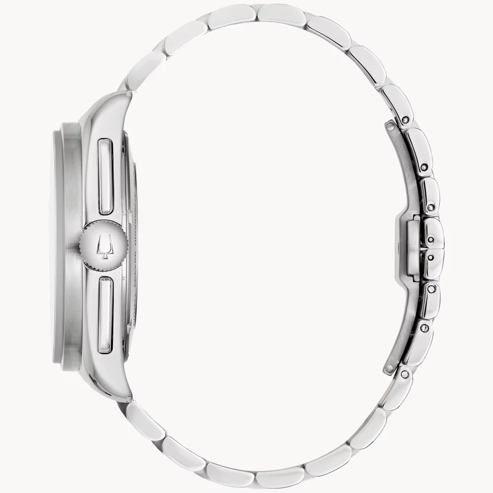 Bulova® Archive Series Men's Silver Lunar Pilot Chronograph Watch w/Black Leather Strap