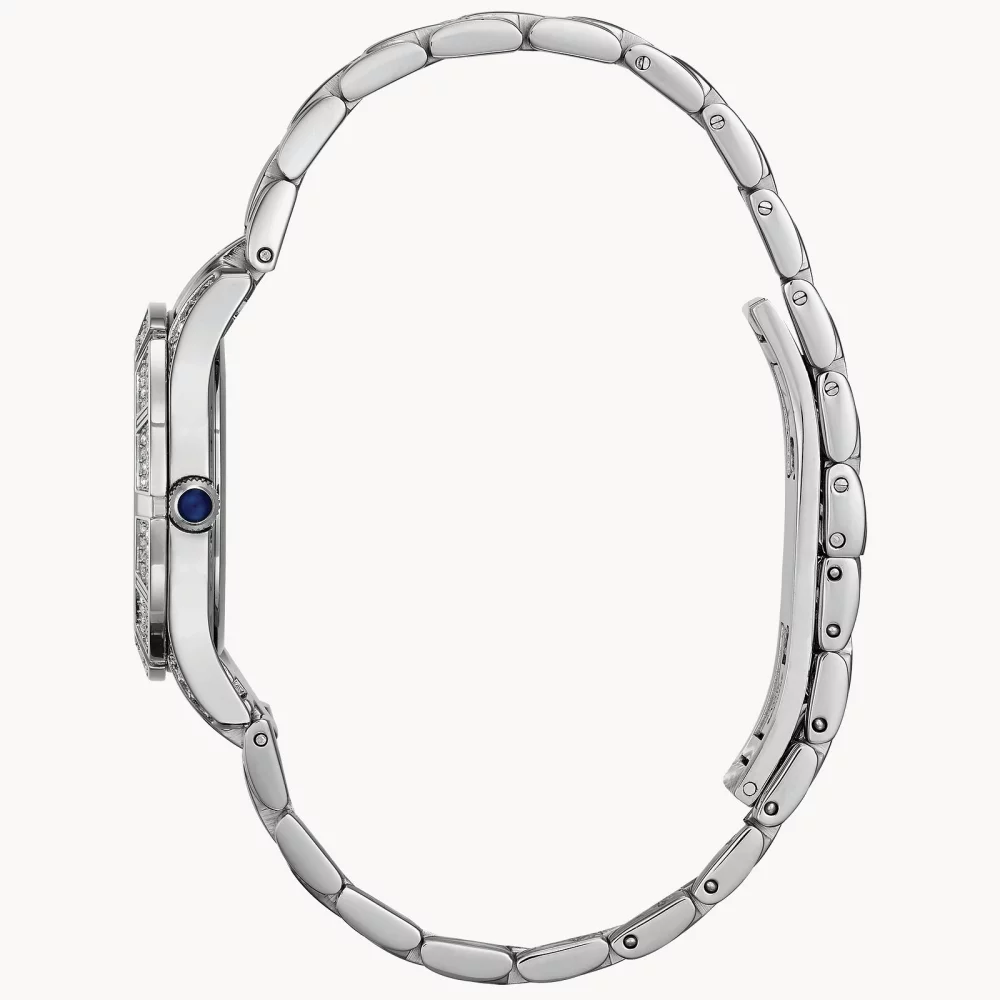 Bulova® Crystal Collection Women's Silver Watch w/Mother Of Pearl Dial