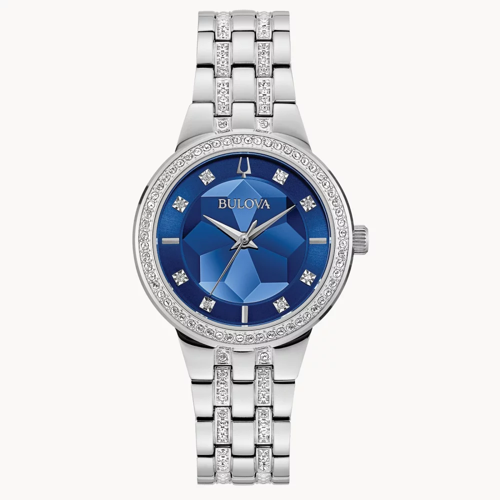 Montre Bulova® Crystal Collection pour femmes, modèle Silver Phantom avec cadran facetté.