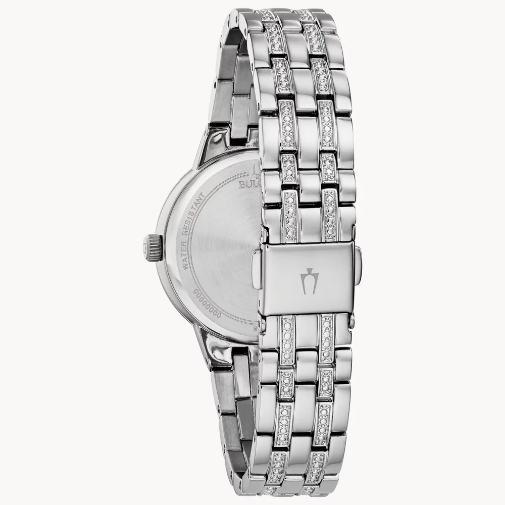 Montre Bulova® Crystal Collection pour femmes, modèle Silver Phantom avec cadran facetté.