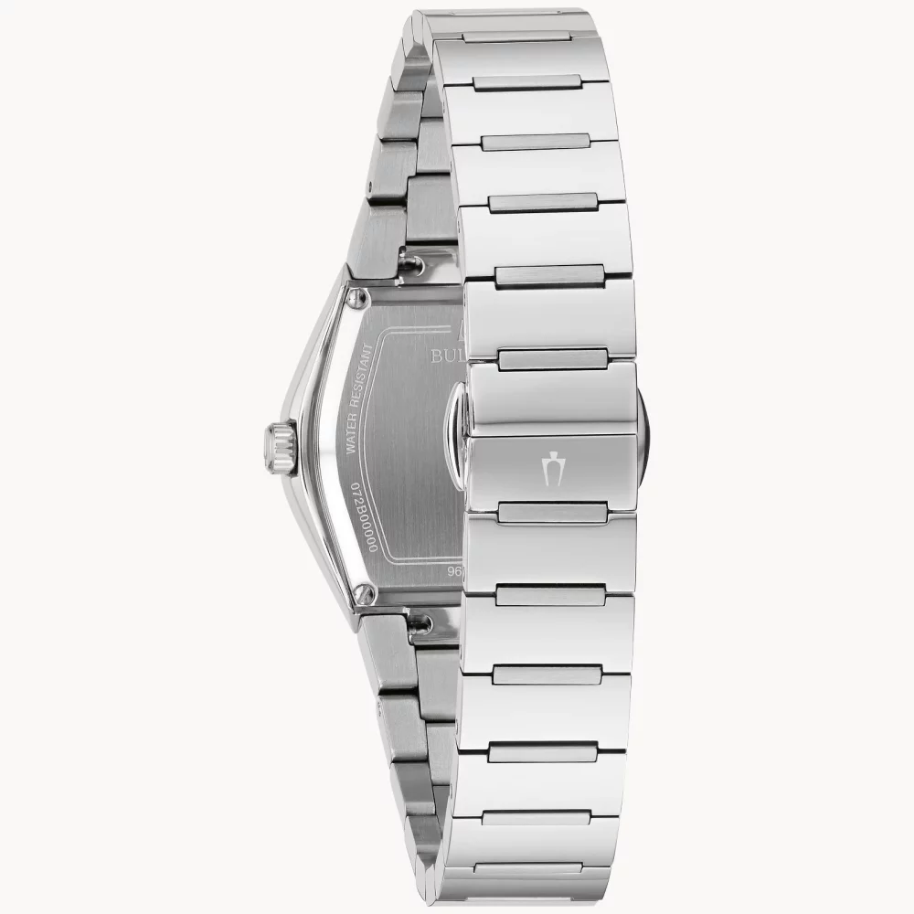 Bulova® Modern Collection Women's Silver Gemini Watch w/Blue Tonneau Dial