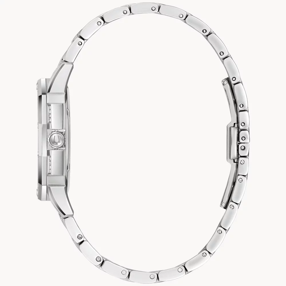 Montre Bulova® Crystal Collection Octava pour femmes en argent avec cadran rond en cristal.
