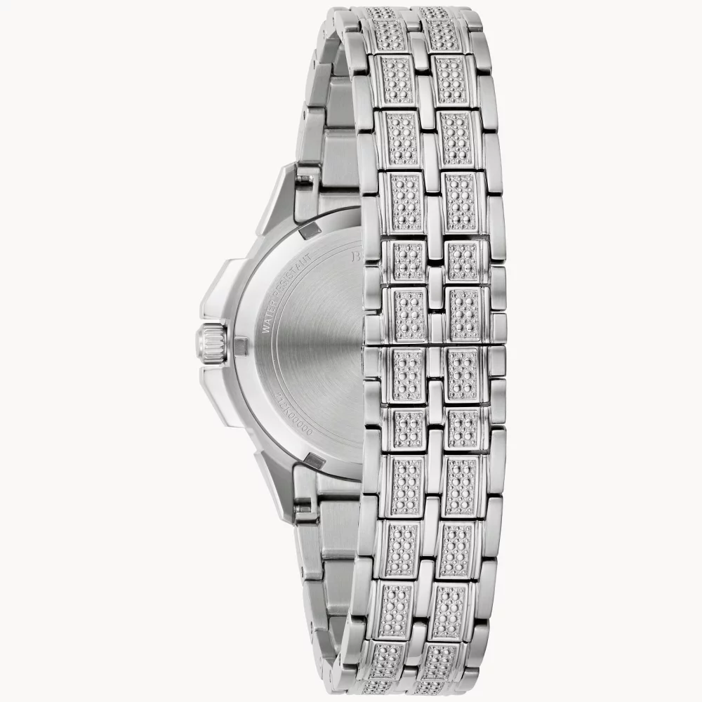 Montre Bulova® Crystal Collection Octava pour femmes en argent avec cadran rond en cristal.