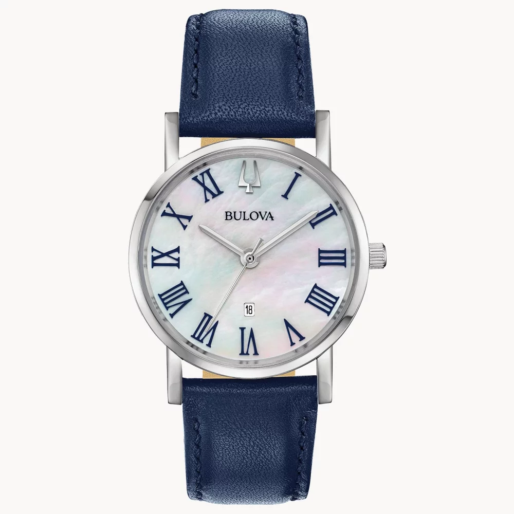 Montre Bulova® Classic Collection American Clipper pour femmes en argent avec cadran en nacre.
