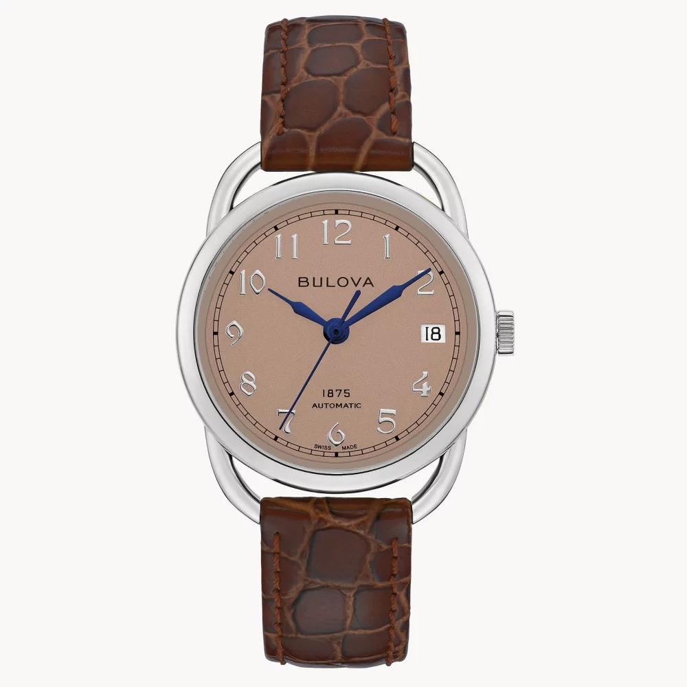 Montre automatique Commodore pour femme de la collection Joseph Bulova® avec bracelet en cuir argenté.