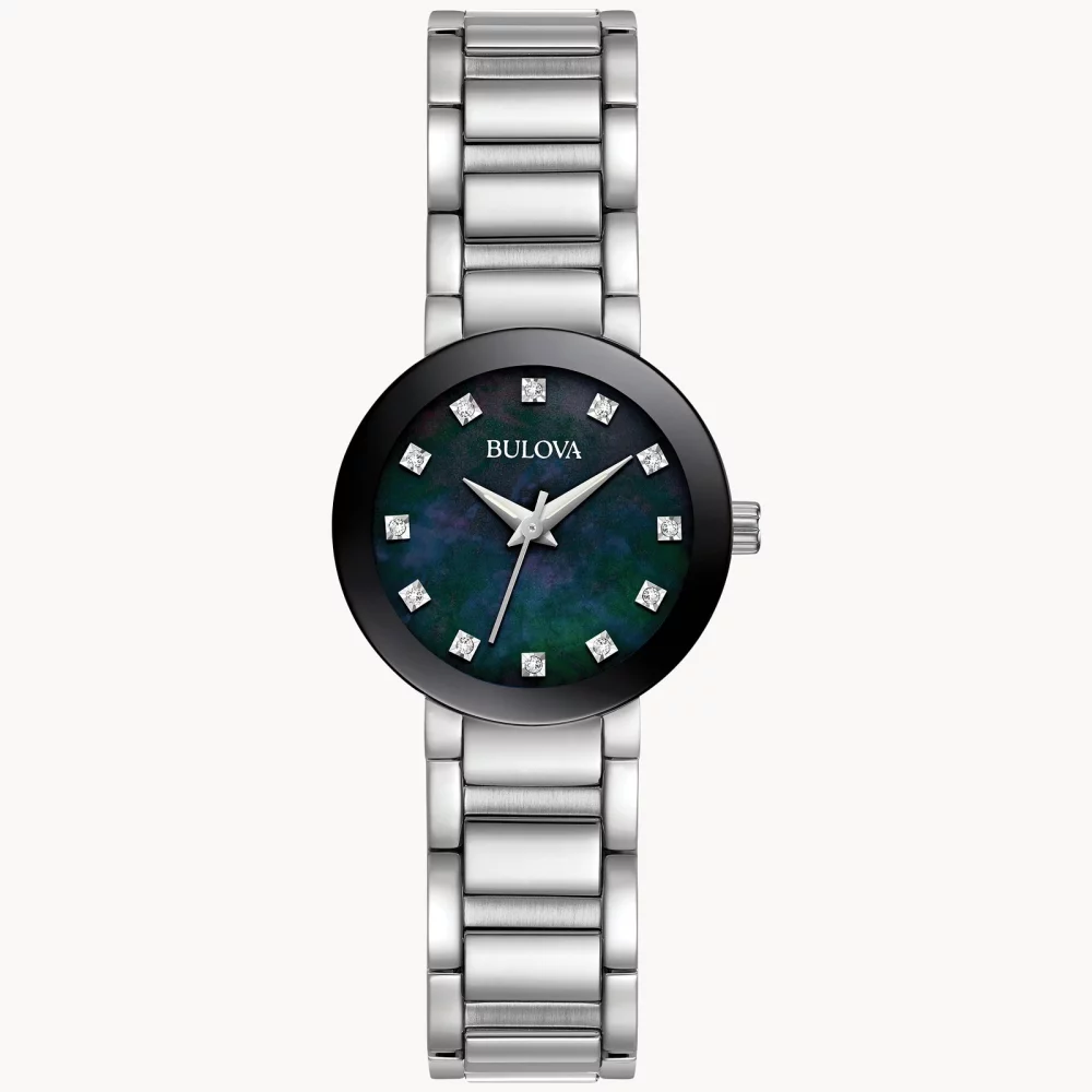 Montre Bulova® Modern Collection pour femmes en argent avec cadran en nacre noire (26 mm)