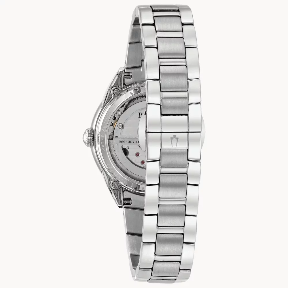 Montre automatique Bulova® Classic Collection pour femmes, modèle Sutton en argent avec diamants