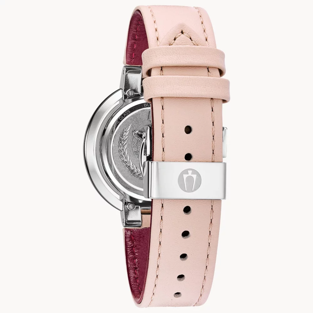 Montre pour femme de la collection Bulova® Rubaiyat avec bracelet en cuir argenté