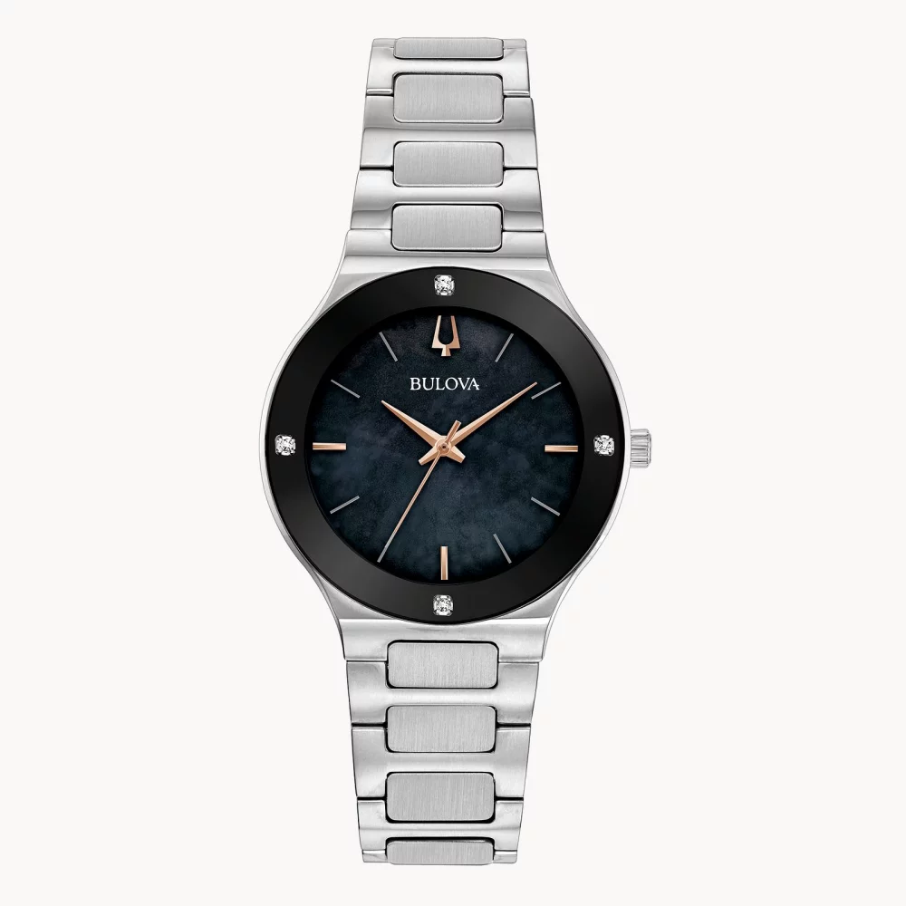 Montre Futuro Bulova® Collection Moderne pour Femme en Argent avec Cadran en Nacre Noire (32 mm)