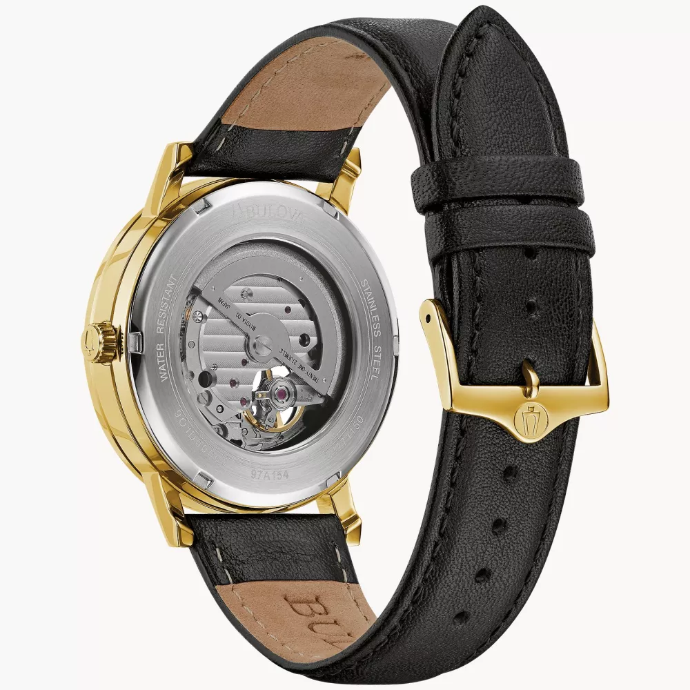 Bulova® Classic Collection Men's Gold Automatic American Clipper Watch w/Leather Strap
