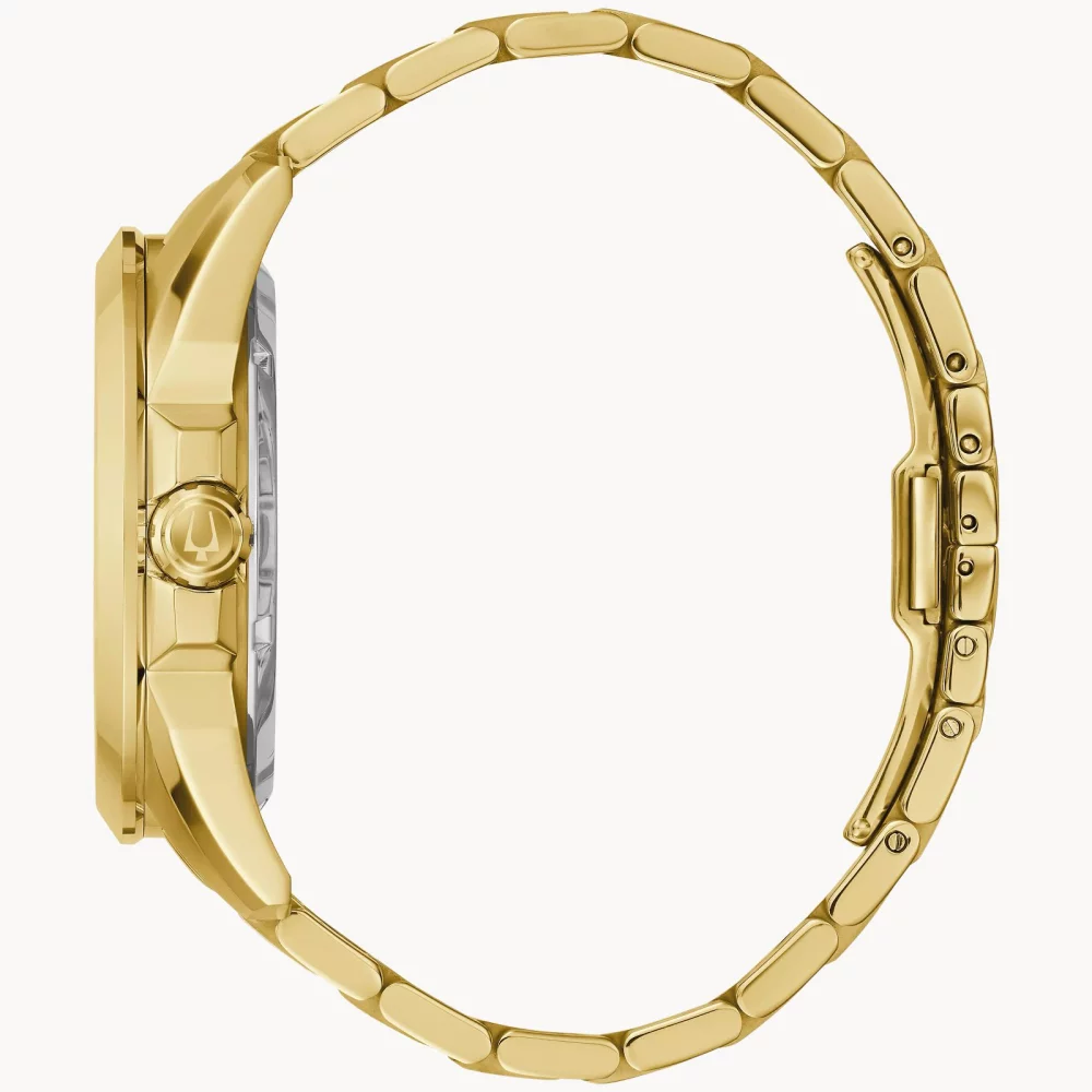 Montre automatique Bulova® Classic Collection pour hommes, modèle Sutton en or avec accents noirs.