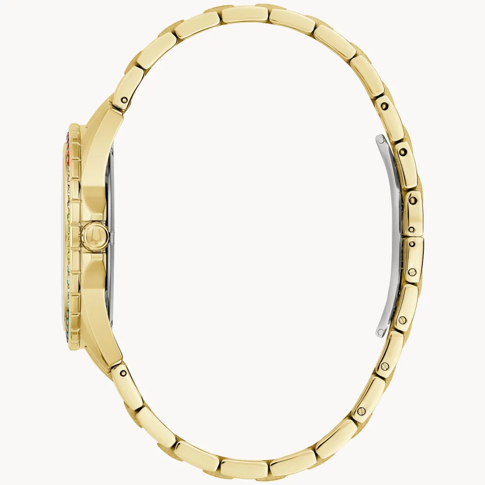 Montre Bulova® Crystal Collection pour hommes, modèle Gold Phantom avec cristaux arc-en-ciel.